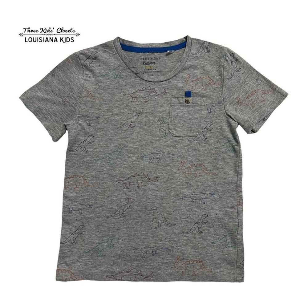 Craft + Flow Sz 5 Dinosaur Pocket Tee Shirt